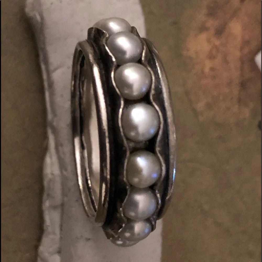 Silpada Sterling Silver Pearl Band Ring - Picture 3 of 7